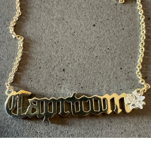 Melinda Maria Zodiac Script Pendant Necklace 18K Gold Plated CZ Stone- Capricorn - Picture 2 of 4